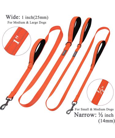 Vivaglory Traffic Handle Dog Leash - Reflective Padded Strong Training Line for Dogs | 1.8m x 1.4cm - Orange - Buy Online on GoSupps.com