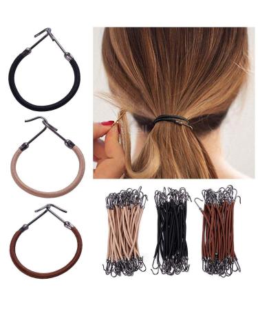 Elastic Hair Bands 30 Pieces Hair Ties Women Girls With Hook Ponytail Clip Rubber Braids 3 Colors Hair Accessories
