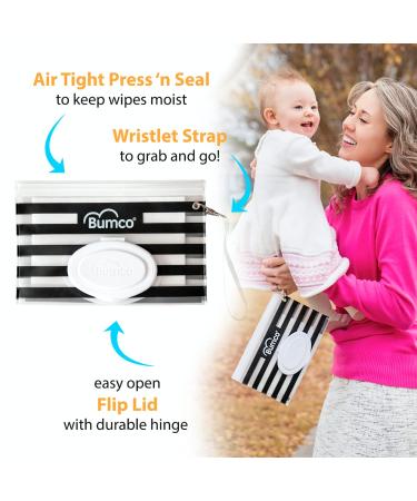 BUMCO Airtight Wipes Dispenser | Reusable Refillable Pouch | Diaper Bag Organizer for Travel | Baby Gift | Black - Buy Online on GoSupps.com