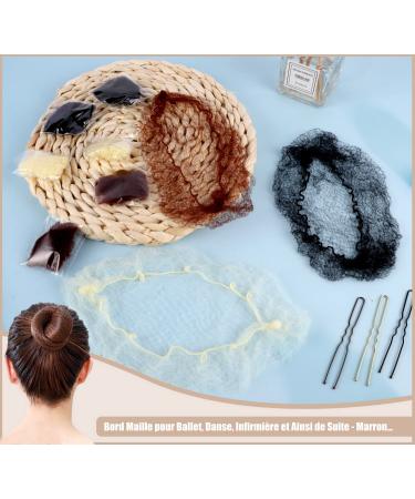 30 Pieces Invisible Hair Networks for Ballet - Elastic Hair Nets with Needles for Kids | Sleeping Hair Accessories in Black Coffee & Gold - Buy Online on GoSupps.com