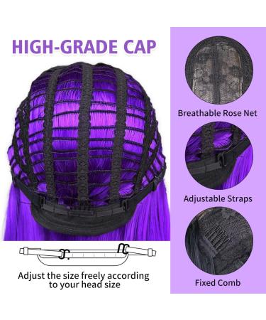 Ombre Purple Short Bob Wig | Heat Resistant Synthetic Hair | Cosplay Party Wig for Women - Buy Online on GoSupps.com