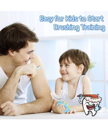 U Shaped Toothbrush for Kids - Manual Toddler Toothbrush Age 2-6 | 360 Food Grade Soft Silicone for Optimal Dental Health - Sky Blue - Buy Online on GoSupps.com