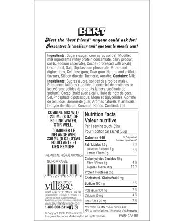 Gourmet du Village The Raccoons Bert s Peanut Butter Hot chocolate mix 35g single serve pouch by Gourmet du Village - Buy Online on GoSupps.com