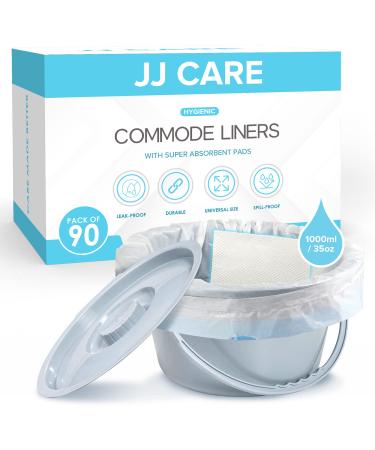 JJ CARE Commode Liners for Bedside Toilet Chair Bucket - Pack of 90 Disposable Bedside Commode Liners with Absorbent Pads - Adult Potty Chair Liners & Portable Toilet Liner - Buy Online on GoSupps.com
