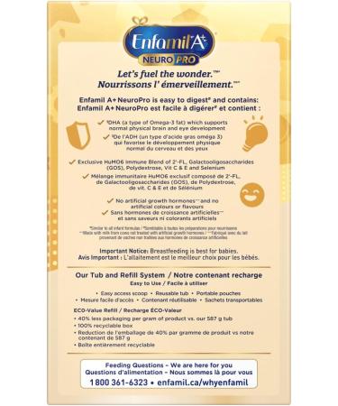 Enfamil A+ NeuroPro Baby Formula Refill Carton with an expert recommended level of DHA* with our exclusive blend including 2 FL for immune support 0-12 months 2 x 445g (890g) - Buy Online on GoSupps.com
