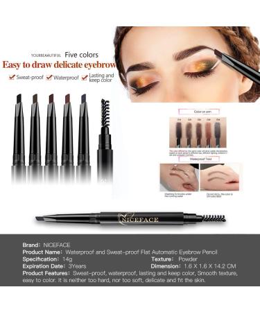 NICEFACE Dark Brown Eyebrow Pencil - Double Ended Precision & Waterproof Brow Makeup | Shop Internationally - Buy Online on GoSupps.com