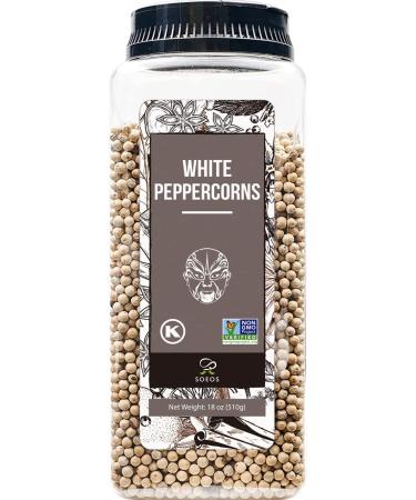 Soeos Premium Whole White Peppercorns 18oz, Grade AAA, Non-GMO, Koshier, Strong Aroma and Flavor, White Peppercorns for Grinder Refill, White Peppercorns Bulk, White Pepper Corns for Cooking. Whole White Peppercorns 1.13 P