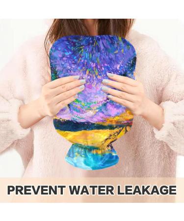 NAANLE Watercolor Hot Water Bottle with Cover - Lavender Fields | 1L for Pain Relief & Therapy - Ideal for Back Hand & Neck - Buy Online on GoSupps.com