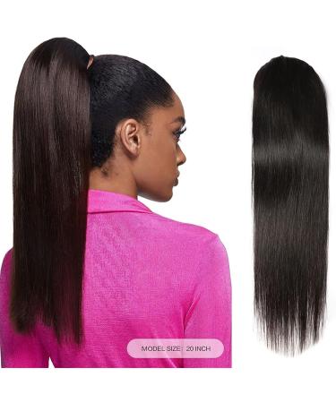 Ponytail Extension Natural Black Drawstring Ponytail Human Hair Straight Ponytail Extensions Human Hair Extension for Women 100-130g/pc Ponytail Hair Extension(26inch 150g) 26inch 150g Natural Black - Buy Online on GoSupps.com