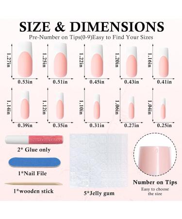 120 Pcs Long French Tip Press On Nails - Square White Tip Full Cover Matte Fake Nails for Women & Girls - Acrylic Glue On Artificial Fingernails - Buy Online on GoSupps.com