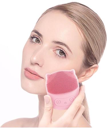 Silicone Face Washer Face Scrub Scrubber Vibrating Face Brush in Penguin Shape - Waterproof Skin Care Face Brushes Electric Face Brush for Men and Women Pink - Buy Online on GoSupps.com