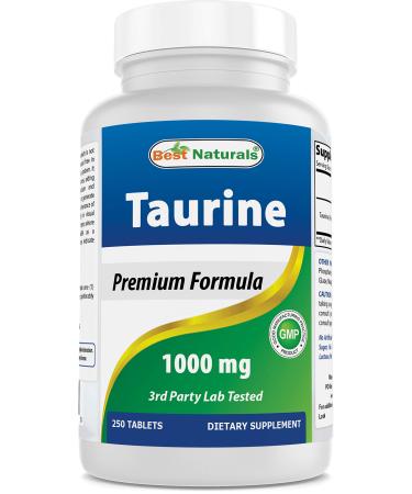 Best Naturals Taurine 1000 mg 250 Tablets - Supports Eye Health, Healthy Cellular Activity & Cardiovascular Health 250 Count (Pack of 1) - Buy Online on GoSupps.com