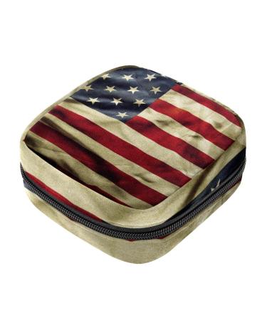 Menstruation pad bag with zipper women's napkin bag tampons collective bags for women and girls (American flag) color 3