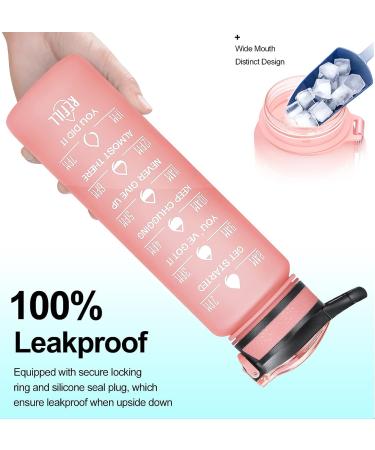 ELYPHINE 32/24 oz Water Bottle with Removable Straw & Time Marker | BPA Free Tritan | Leakproof | Motivational Sports Jug - Veiled Rose - Buy Online on GoSupps.com