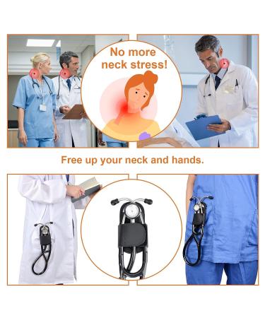 iGuerburn Premium Leather Stethoscope Holder for Littmann - Portable Clip-on Holster (Black) - Ideal for Right-Handed Professionals - Buy Online on GoSupps.com
