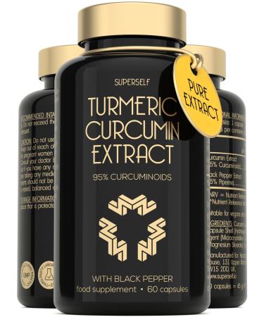 Turmeric Curcumin Capsules High Strength with Black Pepper - Pure Curcumin Extract with 95% Curcuminoids - 60 Tablets One a Day 500mg - Premium Turmeric Herbal Supplements - Enhanced Absorption - Buy Online on GoSupps.com