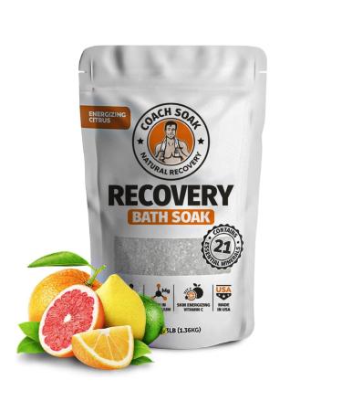 Coach Soak: Recovery Bath Soak  Rejuvenating Post Workout Natural Magnesium Flakes -21 Minerals, Essential Oils & Dead Sea Bath Salts-Absorbs Faster Than Epsom Salts for Soaking (Energizing Citrus) Energizing Citrus 3 Pound (Pack of 1)