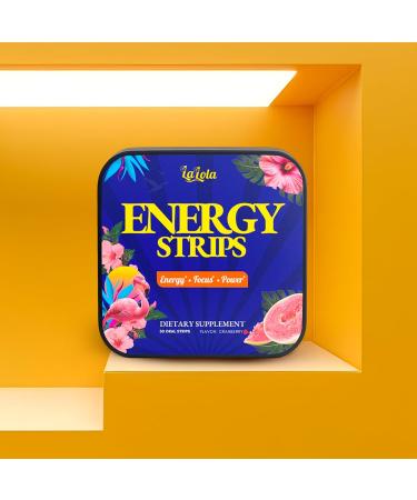 LALOLA Energy Strips Quick-Dissolving Oral Strips 50mg Green Tea Caffeine 30mg L-Theanine 1000mcg B12 Gluten Free Clean Energy Without Jitters - Buy Online on GoSupps.com