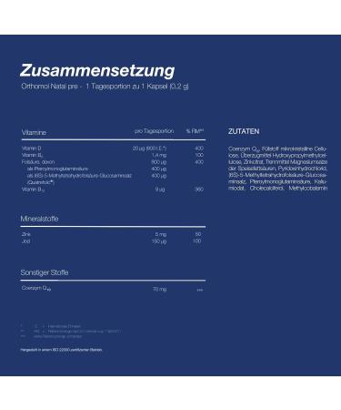 Orthomol Natal Pre for Women | Fertility Support with Vitamin B12 Folic Acid & Zinc - 90 Capsules - Buy Online on GoSupps.com