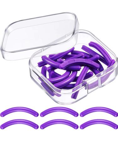 Curler Refills Eyelash Curler Refill Pads Silicone Rubber Curler Replacement Refills Pads for Universal Eyelash Curler with a Clear Storage Box (24 Pieces  Purple)