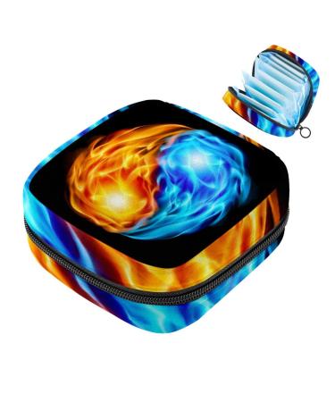 Storage bags for women's bandages fire water Chinese Yin-Yang portable menstrual performances panty lips tampons women's bandages storage holder for women school office multicolored 03
