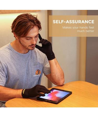 Compression Gloves for Pain Relief | Copper Infused Arthritis Gloves for Women & Men | Full Finger Supportive Therapy Gloves - Large - Buy Online on GoSupps.com