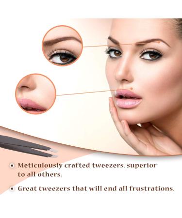 Precision Slant Tweezers for Men and Women - Ideal for Facial Hair, Ingrown Hair, and Splinter Removal | Surgical Stainless Steel - Black - Buy Online on GoSupps.com