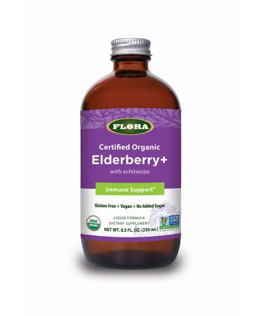 Flora Certified Organic Elderberry + With Echinacea Immune Support  8.5 fl oz (250 ml)