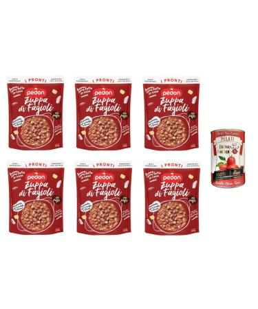 Italian Gourmet E.R. Pedon I Pronti Bean Soup 300g + Italian Pelati Gourmet 400g Set of 6