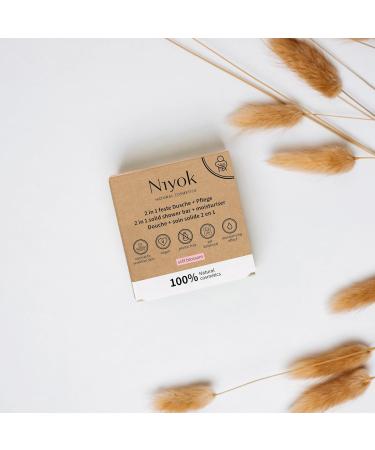  Niyok Niyok 2-in-1 Solid Shower and Care - Solid shower gel without palm oil - pH 5.5 skin-neutral - Plastic-free vegan - Can be used as an organic shower soap - Natural cosmetic - Moisturizes - Soft blossom (80 g) - Buy Online on GoSupps.com