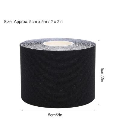 Sports Kinesiology Tape - Elastic Muscle Recovery Bandage 5cm x 5m (Black) | Neuromuscular Support for Injury & Exercise - Buy Online on GoSupps.com