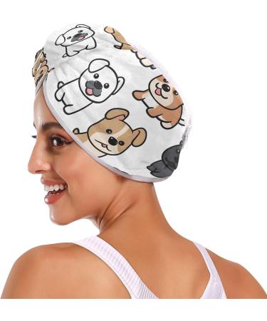 Little Cute Dogs Hair Towel 2 Pack - Super Absorbent Quick Dry Hair Turbans for Women & Girls - Stylish Button Wraps - Buy Online on GoSupps.com