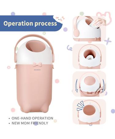 BOOMJOY Diaper Pail - Odor-Proof Baby Diaper Disposal No Refill Costs Use Regular Bags - Pink - Buy Online on GoSupps.com