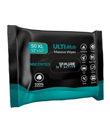 Body Wipes for Adult Bathing 50 XXL Adult Wipes 12''x 12'', Shower Body Wipes for Camping Body and Face Wipes, Biodegradable Personal Hygiene Body Cleansing Wipes for Women and Men for After Gym Travel 50 Wipes 12 Inchx12