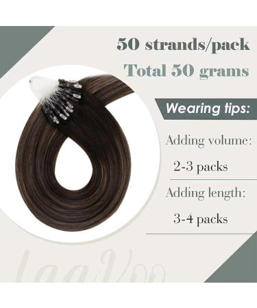 LAAVOO Micro Loop Hair Extensions - Brown Balayage Ombre Real Hair 50g #2/8/2 35cm for Easy International Shipping - Buy Online on GoSupps.com