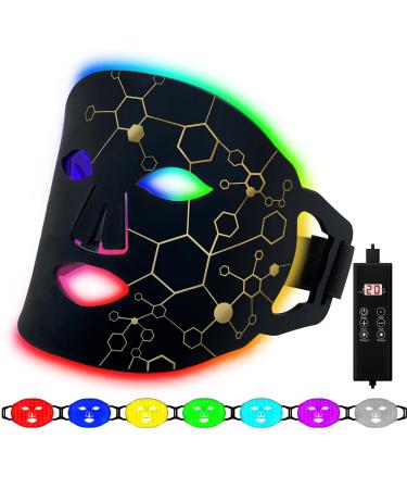 LED Face Light Therapy Mask Red Light Therapy Mask Beauty Skin Rejuvenation Photon Device 7 Colors Flexible Folding Led mask Light Therapy for Anti-aging Skin Treatment