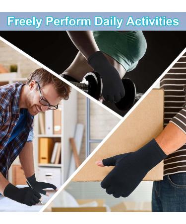 Kecartu Arthritis Gloves for Hand Pain Relief - 2 Pairs Fingerless Compression Gloves for Women & Men - Medium Black & Purple - Buy Online on GoSupps.com