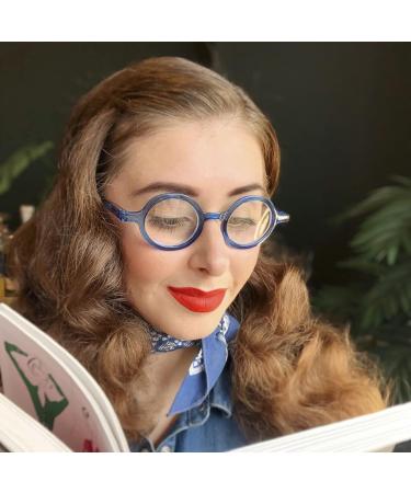London MOLE Transparent Blue Reading Glasses 1.5x | Round, Stylish & Cool Readers for Men, Women, Unisex | Spring Hinges Eyewear - Buy Online on GoSupps.com