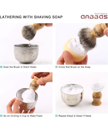 Anbbas Men's Badger Hair Shaving Brush - High-Quality Wooden Handle | Premium Shaving Foam Brush for Superior Grooming - Buy Online on GoSupps.com