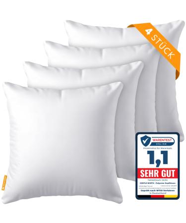Gentle North pillow (45x45 cm in size) - 4 set pillow for bed and as a decorative pillow - with zipper for filling - sofa cushion - ornamental pillow for couch and sofa - kotex - washable up to 60 - White 4 St. |45 x 45cm