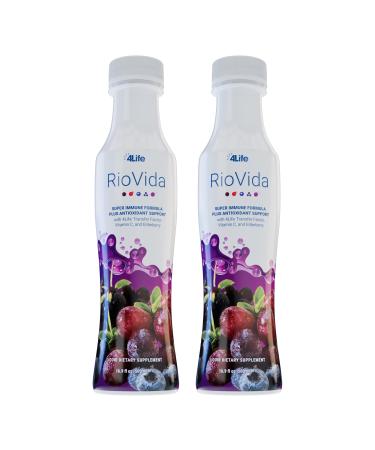 4Life Transfer Factor RioVida Tri-Factor Formula - Liquid Immune System and Antioxidant Support with Vitamin C Elderberry Blueberry and Acai - 2 x 16.9 Fl Oz Bottles