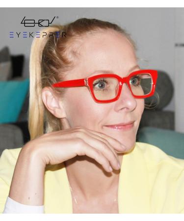 Eyekeper Women's Computer Glasses | Blue Light Filter & UV420 Protection | Oversized Square Design - Red +1.50 - Buy Online on GoSupps.com