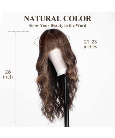 Haircube Brown Wig with Bangs - Wavy Curly Synthetic Wig for Women | Daily Party Wear in Brown & Blonde - Buy Online on GoSupps.com