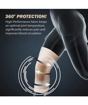 POWERLIX Leg Sleeve | Best Knee Brace for Pain Relief | Support for Running Basketball Volleyball & Weightlifting | Beige X-Large - Buy Online on GoSupps.com