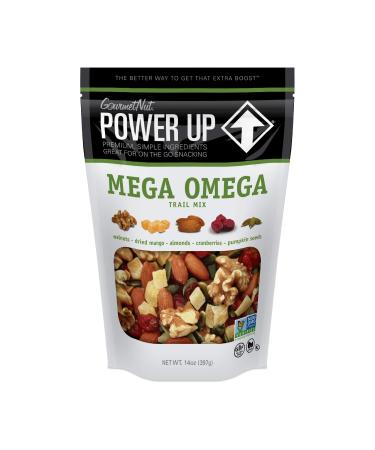 Power Up Trail Mix, Mega Omega Trail Mix, Non-GMO, Vegan, Gluten Free, No Artificial Ingredients, Gourmet Nut, 14 Ounce Bag