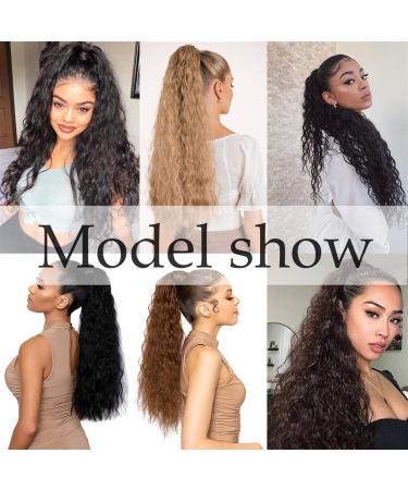 Ponytail Extensions 22/32 inch Synthetic Natural Hairpiece Headwear Hair Brown Grey Long Curly Ponytail Wrap Around Ponytail Clip in Hair Extensions for Women(Color:8 Size:22inches) 22inches 8 - Buy Online on GoSupps.com