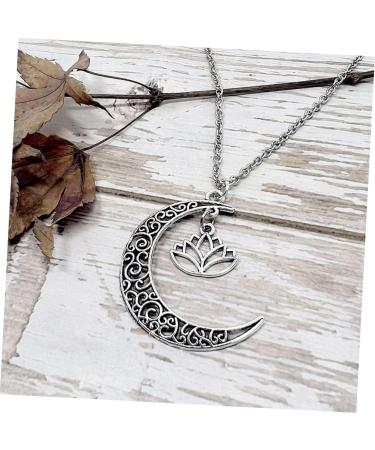 ifundom Delicate Neck Jewelry Cutout Moon Necklace Vintage Decor Yoga Ornament Dainty Necklace Romantic Necklace Pendant Lotus Flower Decor - Buy Online on GoSupps.com