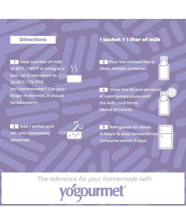 Yogourmet Kefir Starter with Probiotics (12 Sachets 12 Liters of Kefir) - Make Kefir at Home - Starter Culture - All Natural Gluten Free Kosher Halal - 3 g Sachets - Buy Online on GoSupps.com