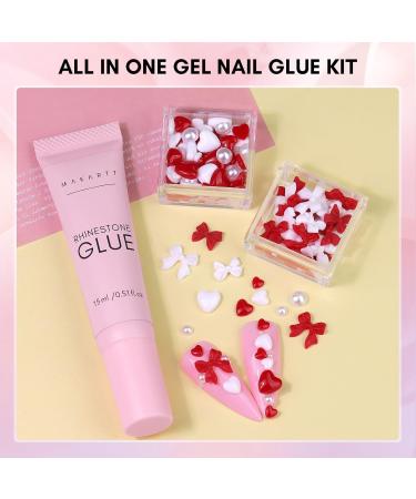 Buy Makartt Nail Charm Rhinestone Glue Kit - 15ml Gel Glue for 3D Nail Art Bowknot & Heart Gems - DIY Nail Supply for Nail Techs - Red & White - Buy Online on GoSupps.com