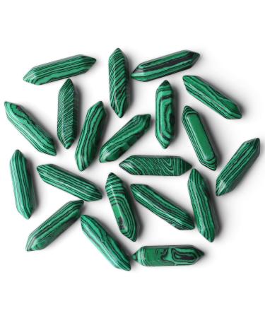 Xiannvxi 20 pieces crystals stones set malachite gemsteine medicinal crystals natural healing crystal set polished drum stones magic wand Reiki bulk six-socket points witchcraft gift malachite-20pcs